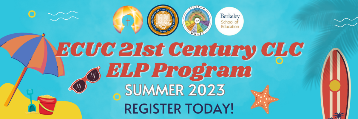 A banner saying the ECUC 21st Century CLC ELP Program for Summer 2023. Register today!